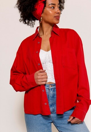 VINTAGE 90'S RED BUTTON UP SHIRT