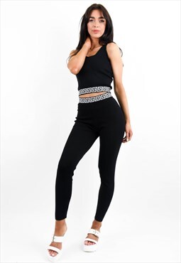 Black Logo Design Crop Top & Legging Co-ord Set