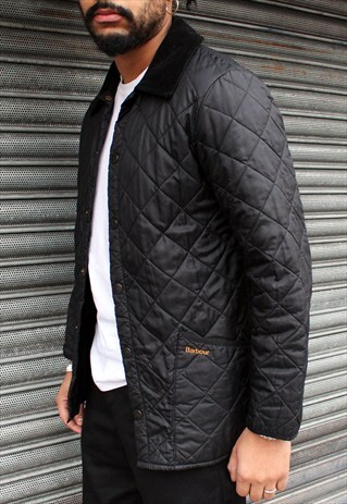 VINTAGE 90S BLACK QUILTED PADDED BARBOUR JACKET