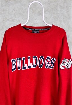 Vintage American Varsity Sweatshirt Red Bulldogs Spell Out 