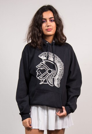 90'S VINTAGE BLACK USA COLLEGE TEAM HOODIE SWEATSHIRT
