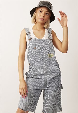VINTAGE STRIPED 70'S WRANGLER CUT OFF DUNGAREE SHORTS
