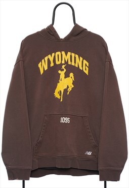 Vintage New Balance Wyoming Cowboys Brown Hoodie Mens