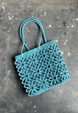 Vintage 90s Floral Crochet Bag 