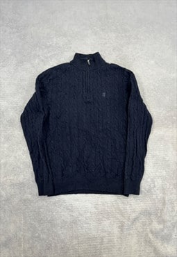 Vintage Pringle Knitted Jumper 1/4 Zip Patterned Sweater