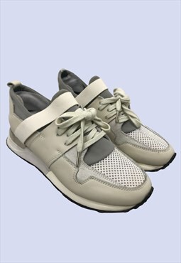 Mallet Cream Grey Leather Mesh Low Top Runner Trainers