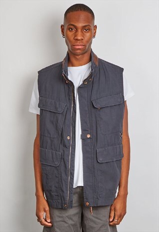 VINTAGE 90'S TIMBERLAND BLACK UTILITY VEST