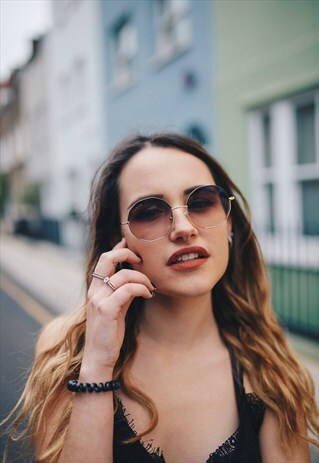 ROUND BROWN SUNGLASSES "LEXIE"