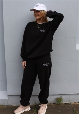 Black Embroidered Joggers