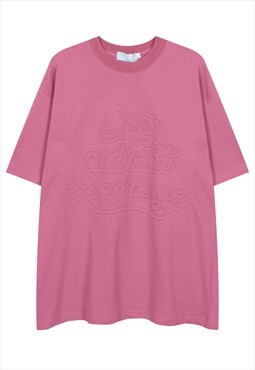 Sassy slogan t-shirt oversize tee grunge raver top in pink