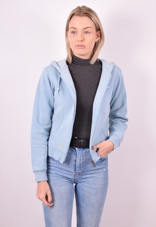 NIKE WOMENS VINTAGE HOODIE JACKET SMALL BLUE 90S