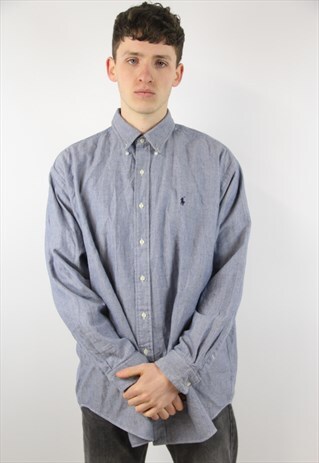 VINTAGE POLO RALPH LAUREN BLUE FLANNEL SHIRT