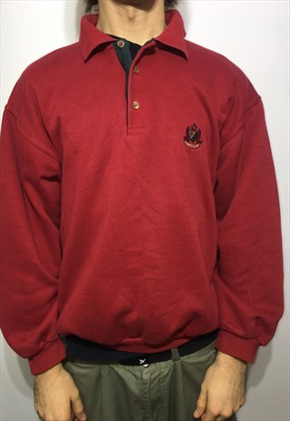 VINTAGE 90' OLDSCHOOL COOL UNISEX SPORT RED SWEATSHIRT