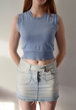 Vintage 90s French Connection Sweatervest Cropped Blue