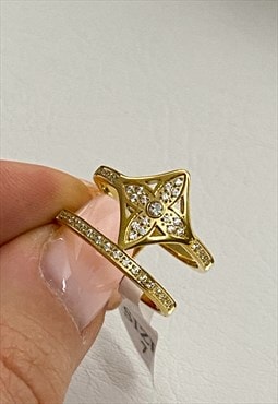 Gold Double Band Motif Ring