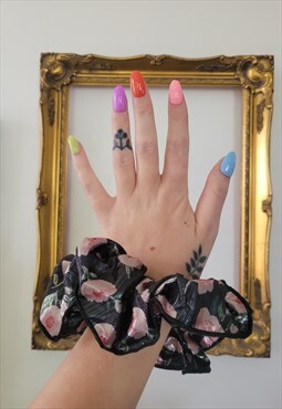 Up-cycled Handmade Big Ass Floral Foil Scrunchie 