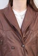 VINTAGE WOMEN'S S M SOFT LEATHER JACKET COAT BOMBER BROWN