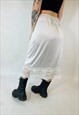 VINTAGE 90S 00S Y2K GRUNGE SATIN SHEER LACE MIDI SKIRT