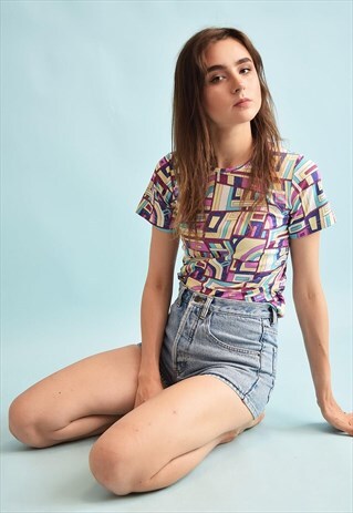 90'S RETRO FESTIVAL GEOMETRIC PRINT TOP