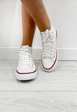 justyouroutfit High Top Canvas Trainers White