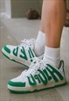 RETRO CLASSIC WIDE LACES SNEAKERS LETTERS TRAINERS IN GREEN