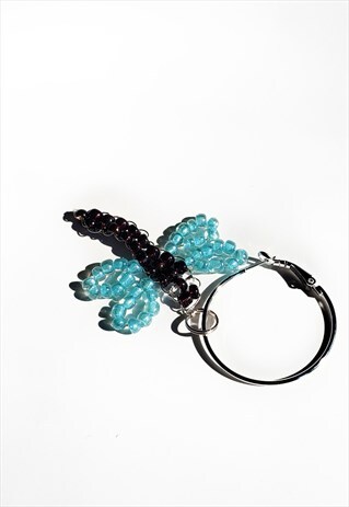 1 OF 1 SOLO BEADED DRAGONFLY HOOP EARRING