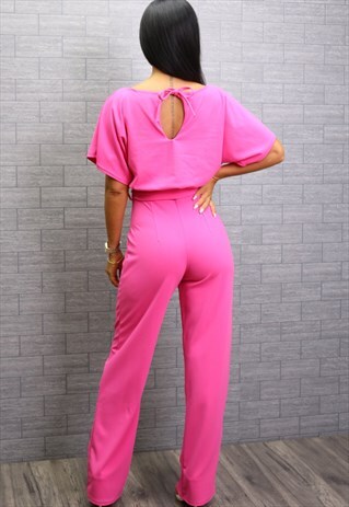 JACKIE HOT PINK BATWING JUMPSUIT