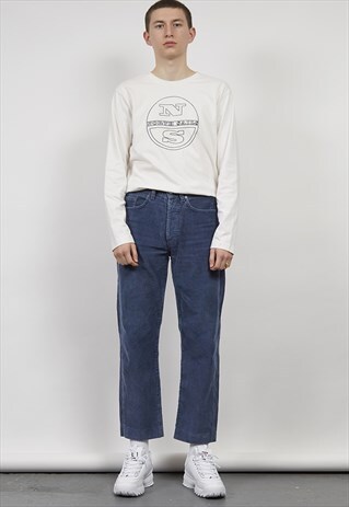 VINTAGE 80'S SCHOTT BLUE CORDUROY JEANS