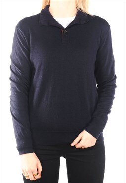 Ralph Lauren - Navy Woollen Embroidered Polo Shirt- Large