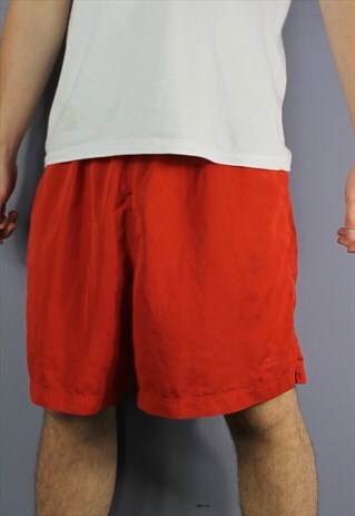 VINTAGE ADIDAS SHORTS IN RED WITH POCKETS, EMBROIDERED LOGO