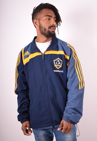 ADIDAS MENS VINTAGE LA GALAXY TRACKSUIT TOP JACKET 2XL BLUE