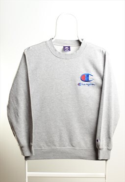 Vintage Champion Crewneck Big Logo Sweatshirt Grey