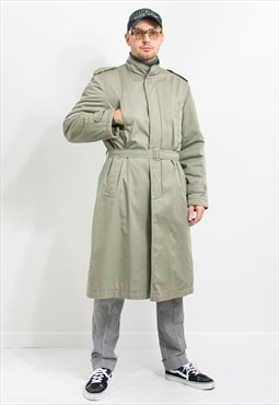 Vintage 90's insulated trench coat belted men L