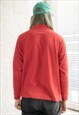 VINTAGE 80'S FLEECE 1/4 ZIP HIGH COLLAR SWEATSHIRT IN RED