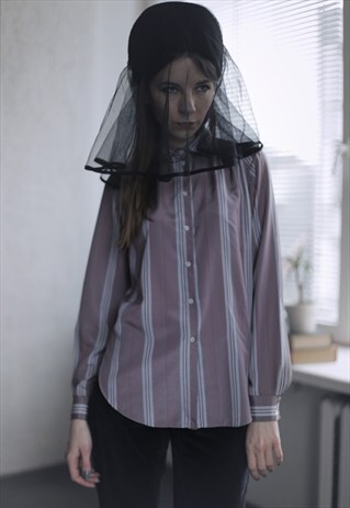 VINTAGE 80'S GREY STRIPED BLOUSE