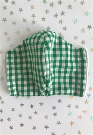 HANDMADE GREEN GINGHAM FACE MASKS