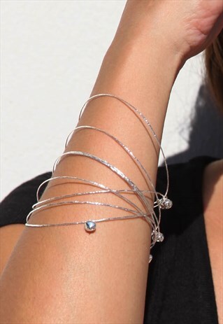 SILVER 8 BUNGLE BELL BRACELETS