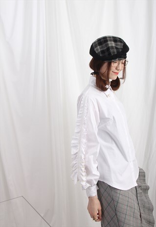 (KOREAN) CROCHET LACE SLEEVE BLOUSE WITH PEARL BEADED DETAIL