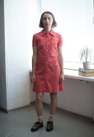 VINTAGE 80'S RED POLKA DOT MINII DRESS
