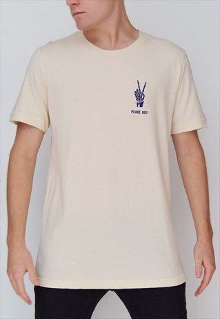 BEIGE PEACE OUT (NAVY) T-SHIRT