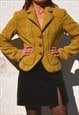 Mustard-multi color virgin wool blend tweed blazer