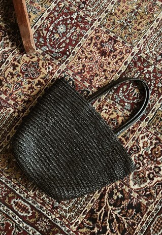 90'S RETRO PARIS CHIC RAFFIA STRAW TOTE BAG