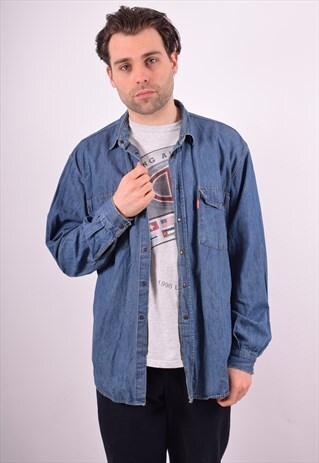 CARRERA MENS VINTAGE DENIM SHIRT XL BLUE 90S