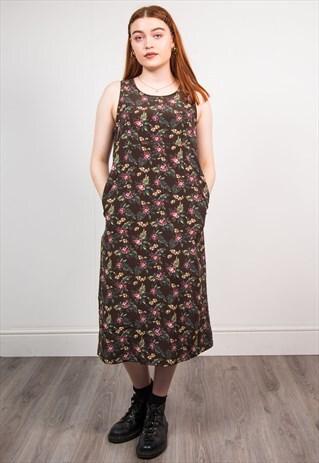 VINTAGE 90'S FLORAL PATTERN MIDI DRESS