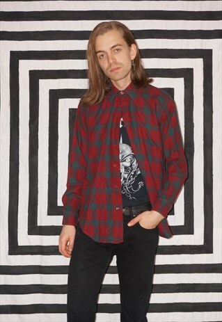 VINTAGE 80'S WOOL / COTTON CHECKED SHIRT
