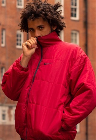 VINTAGE REVERSIBLE NIKE PUFFER JACKET IN RED AND GREY