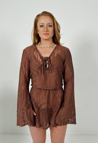 Martinique Lace Chocolate Brown Beach Coverup