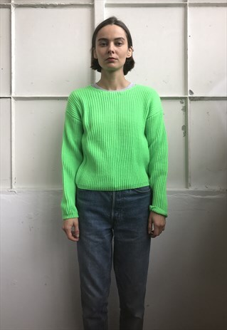 VINTAGE 90' COOL CRAZY UNISEX NEON GREEN JUMPER