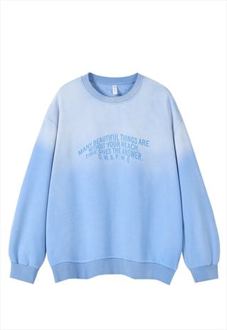 Bleached sweatshirt blue tie-dye jumper gradient skater top