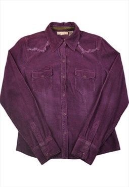 Vintage Shirt Frayed Long Sleeved Purple Ladies Small